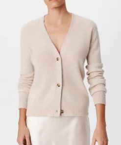 Cashmere Long Sleeve Cardigan - Soft Oatmeal