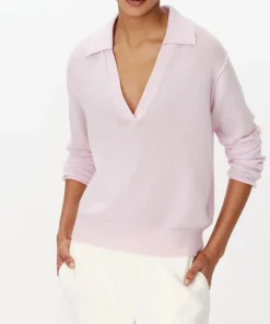 Cashmere Oversized Polo Sweater - Faded Petunia