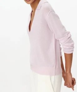 Cashmere Oversized Polo Sweater - Faded Petunia