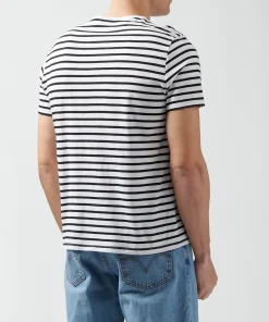 Classic Jersey Crew Neck Tee - Black/ White Stripe