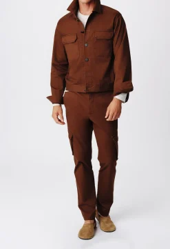 Cotton Twill Cargo Pocket Jacket - Pecan Brown