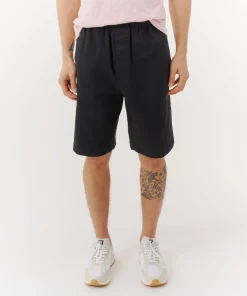 Cotton Twill Pull-On Shorts - Black