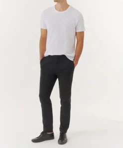Cotton Twill Slim Pants - Black