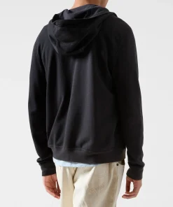 French Terry Zip-Up Hoodie - Black