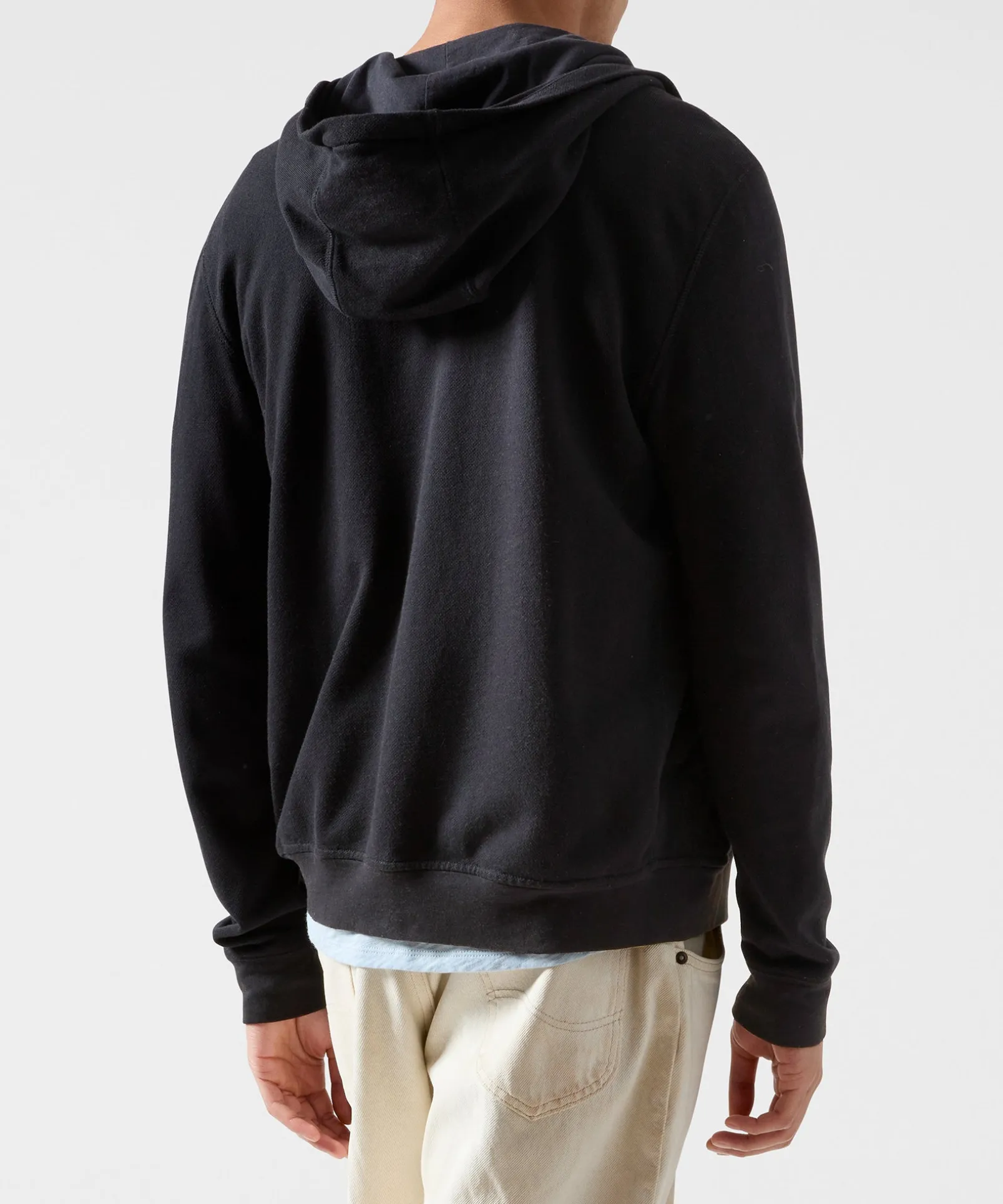 French Terry Zip-Up Hoodie - Black