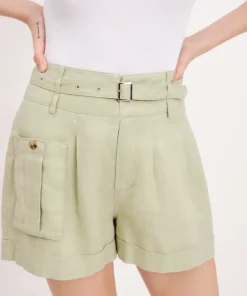Heavyweight Linen High Waisted Shorts - Morning Mist
