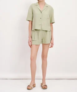 Heavyweight Linen High Waisted Shorts - Morning Mist