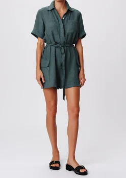 Linen With Wash Romper - Slate