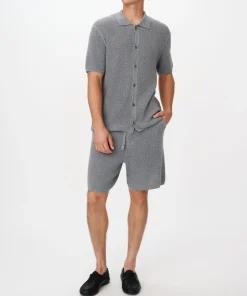 Merino Cotton Cashmere Blend Waffle Short - Heather Grey
