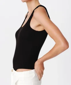 Modal Rib Square Neck Bodysuit - Black