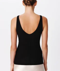 Modal Rib V-Neck Tank - Black