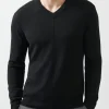 Recycled Cashmere Exposed Seam V-Neck Sweater - Black