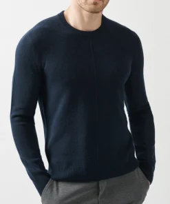 Recycled Cashmere Exposed Seam Crew Neck Sweater - Midnight