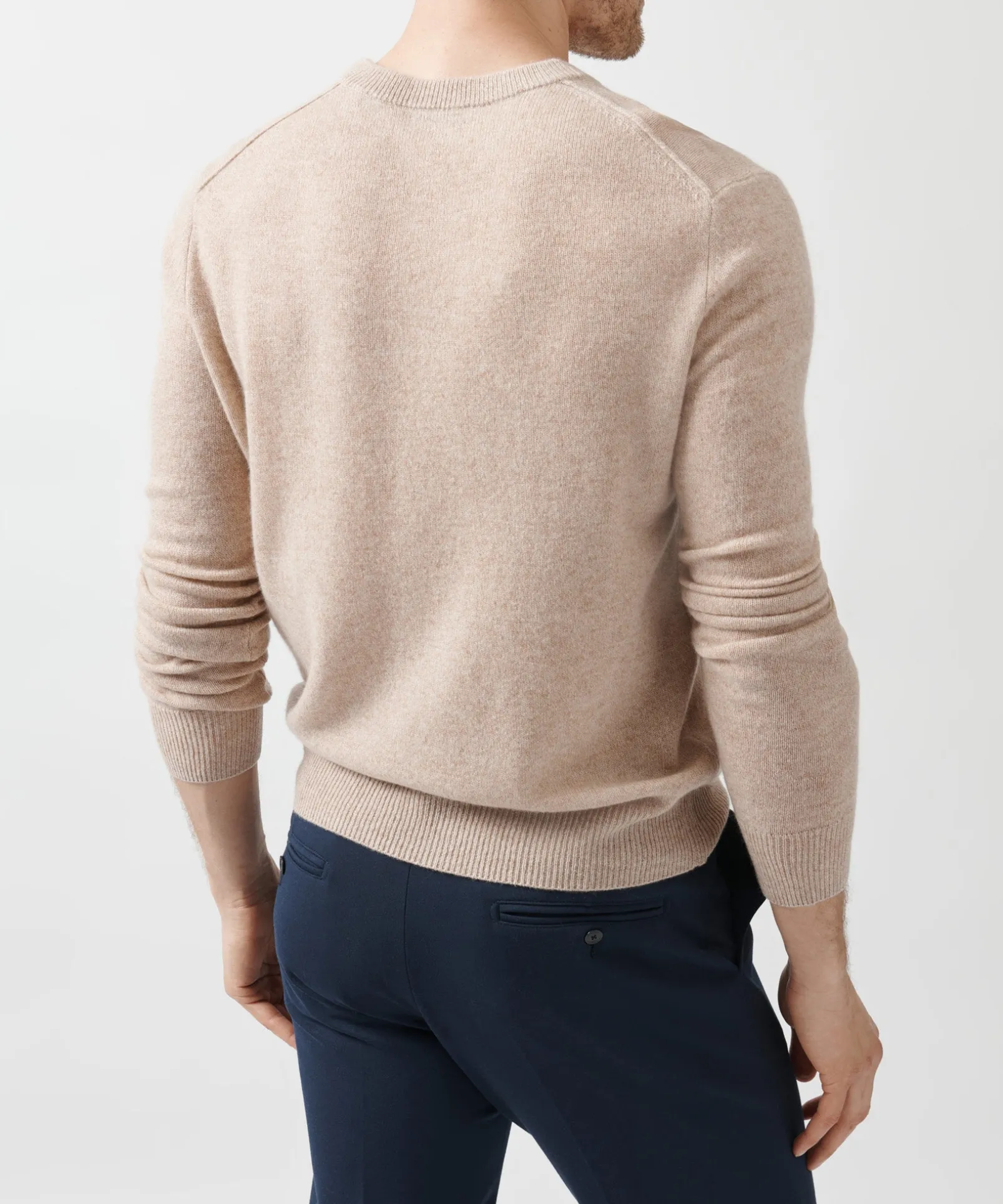 Recycled Cashmere Exposed Seam V-Neck Sweater - Caramel