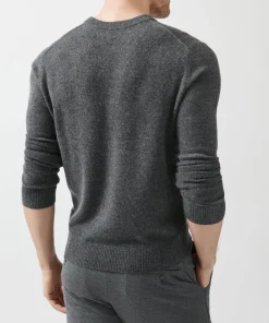 Recycled Cashmere Exposed Seam V-Neck Sweater - Heather Charcoal