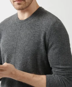 Recycled Cashmere Exposed Seam Crew Neck Sweater - Heather Charcoal
