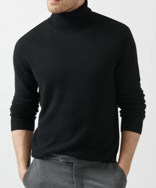 Recycled Cashmere Turtleneck Sweater - Black