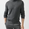 Recycled Cashmere Turtleneck Sweater - Heather Charcoal