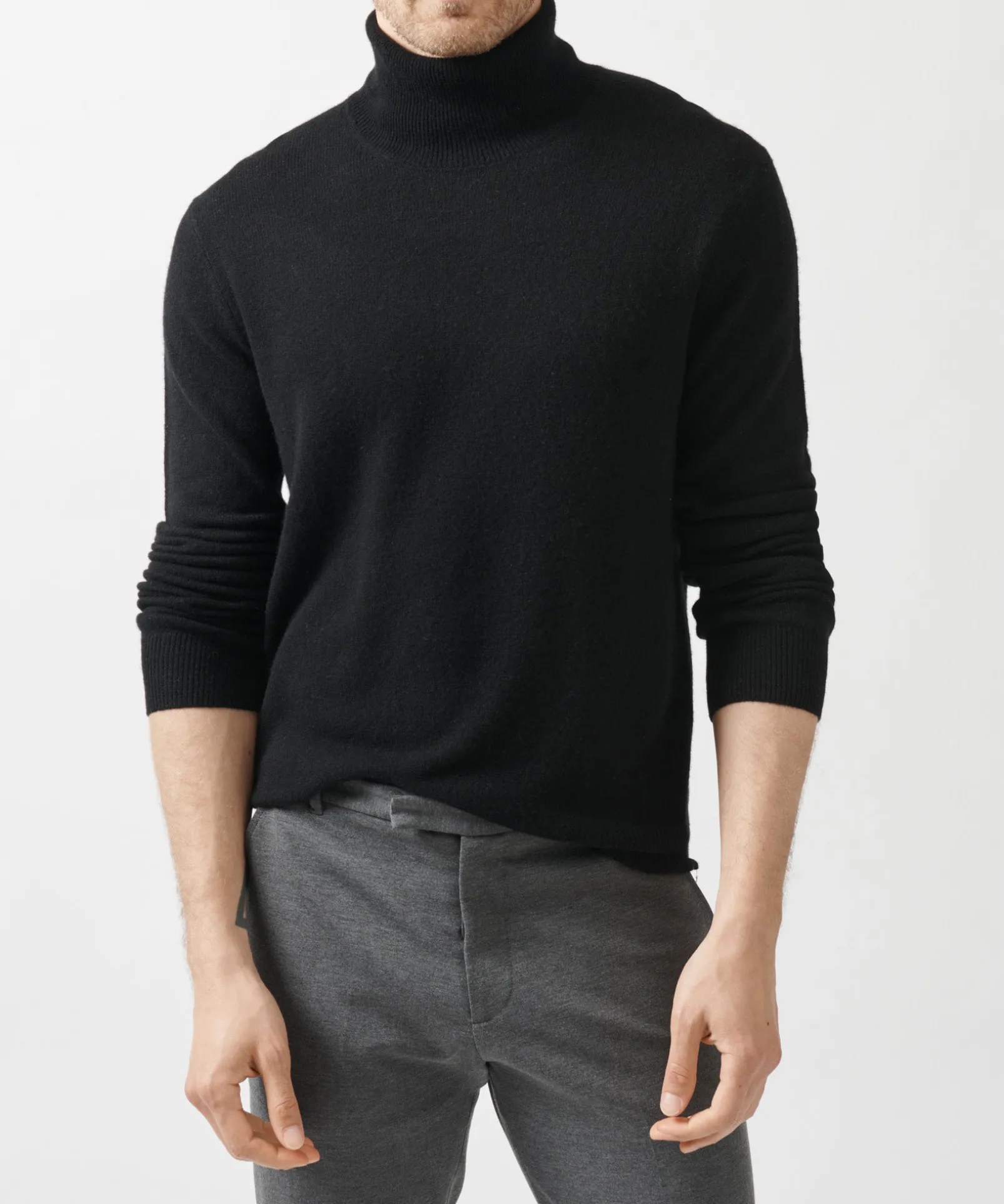 Recycled Cashmere Turtleneck Sweater - Black