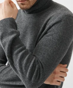 Recycled Cashmere Turtleneck Sweater - Heather Charcoal