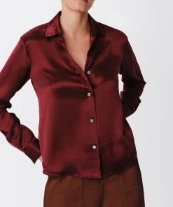 Silk Charmeuse Classic Shirt - Merlot