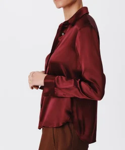 Silk Charmeuse Classic Shirt - Merlot