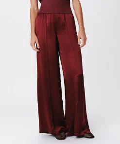 Silk Charmeuse Palazzo Pant - Merlot