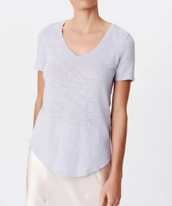 Slub Jersey Classic Short Sleeve V-Neck Tee - Skyflower