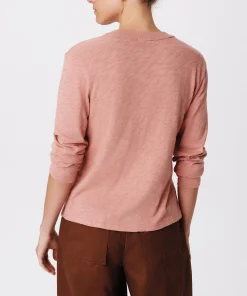 Slub Jersey Long Sleeve Crop Tee - Faded Rosewood