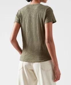 Slub Jersey Schoolboy Crew Neck Tee - Army