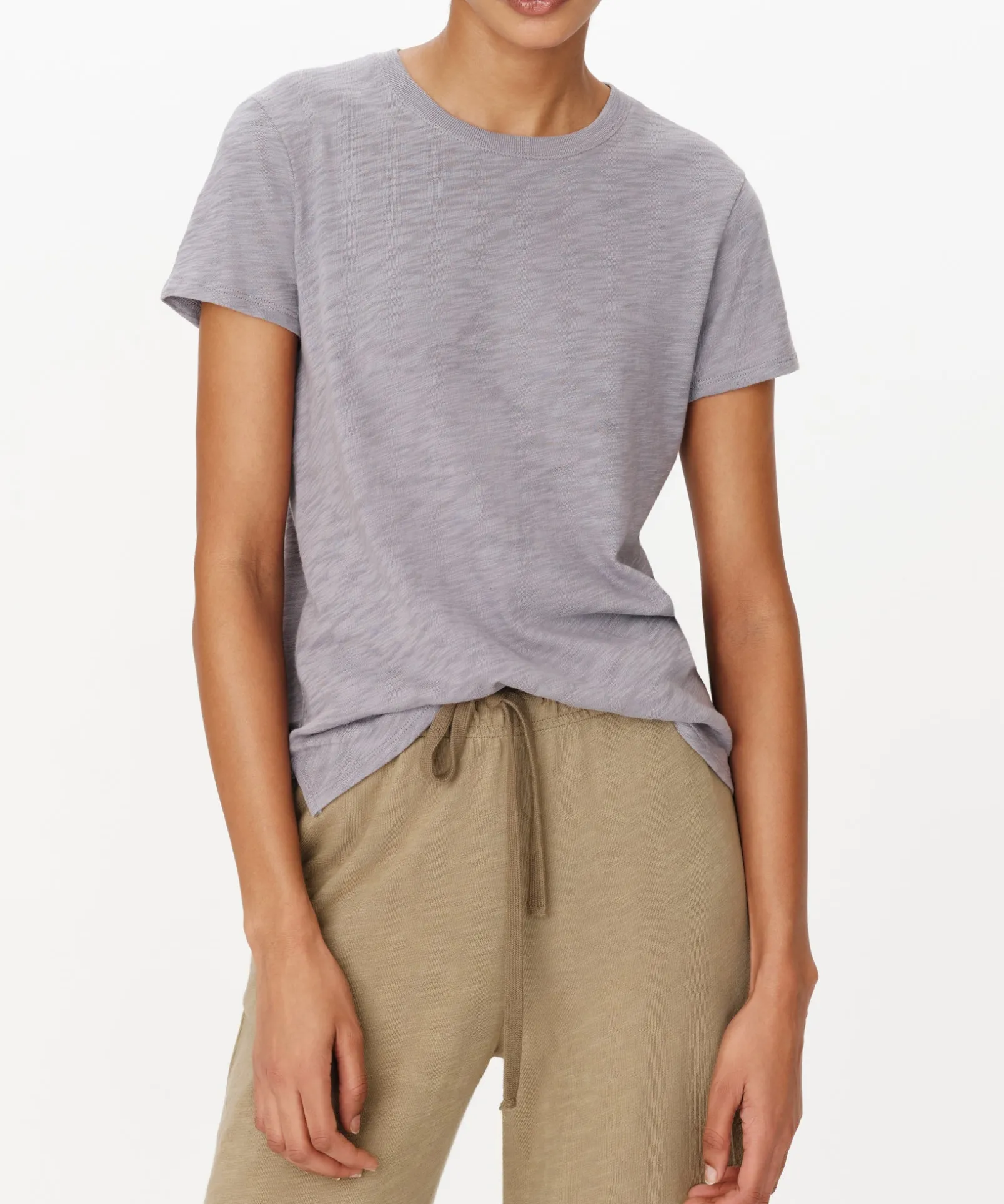 Slub Jersey Schoolboy Short Sleeve Crew Neck Tee - Moon