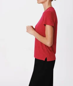 Slub Jersey Schoolboy Short Sleeve Crew Neck Tee - Rubellite