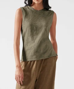 Slub Jersey Sleeveless Schoolboy Tee - Army