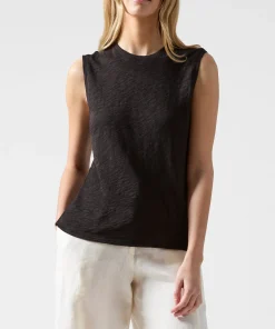 Slub Jersey Sleeveless Schoolboy Tee - Black