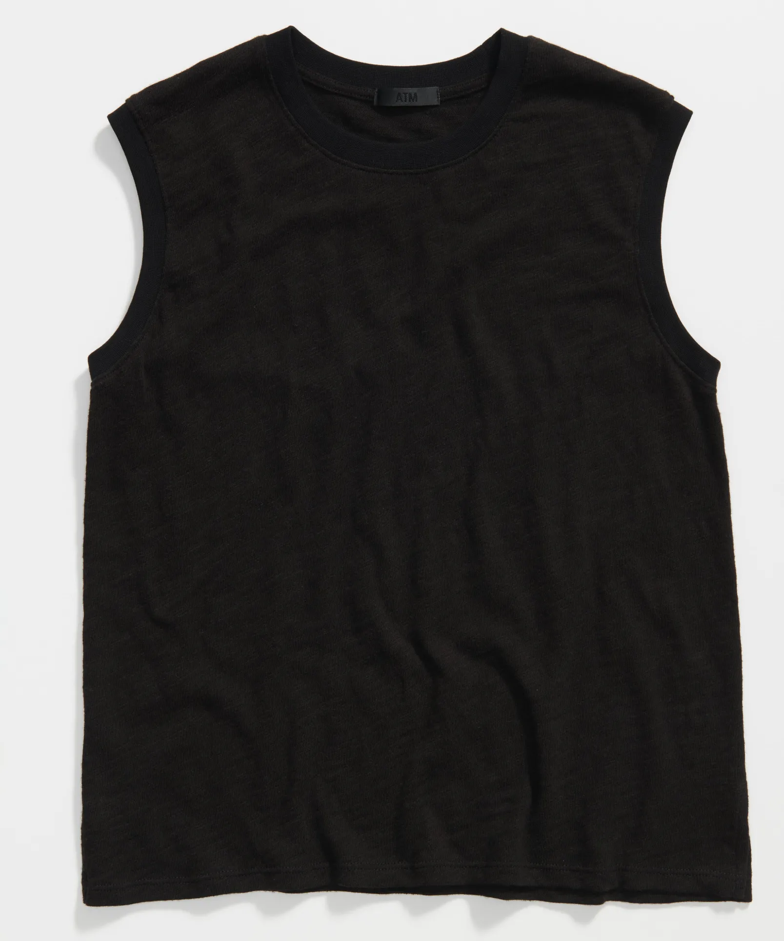 Slub Jersey Sleeveless Schoolboy Tee - Black