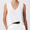 Slub Jersey V-Neck Tank - White