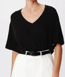 Slub Jersey V-Neck Tee - Black