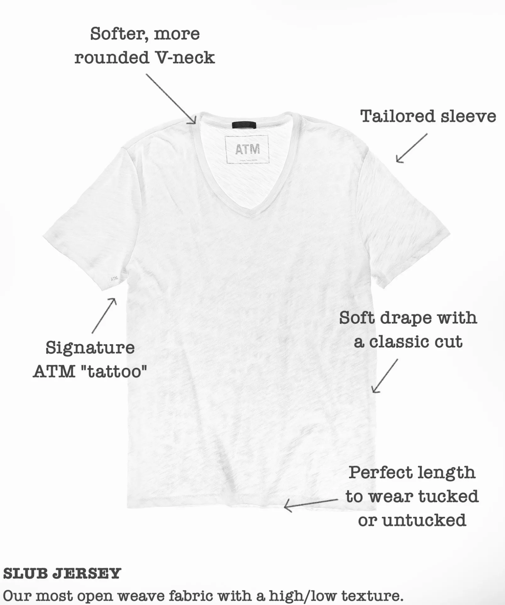 Slub Jersey V-Neck Tee - Midnight