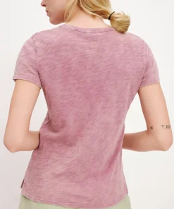 Slub Jersey With Chroma Wash Schoolboy Short Sleeve Crew Neck Tee - Wisty Mauve