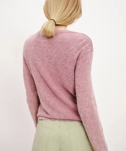 Slub Jersey With Chroma Wash Long Sleeve Crop Tee - Wisty Mauve