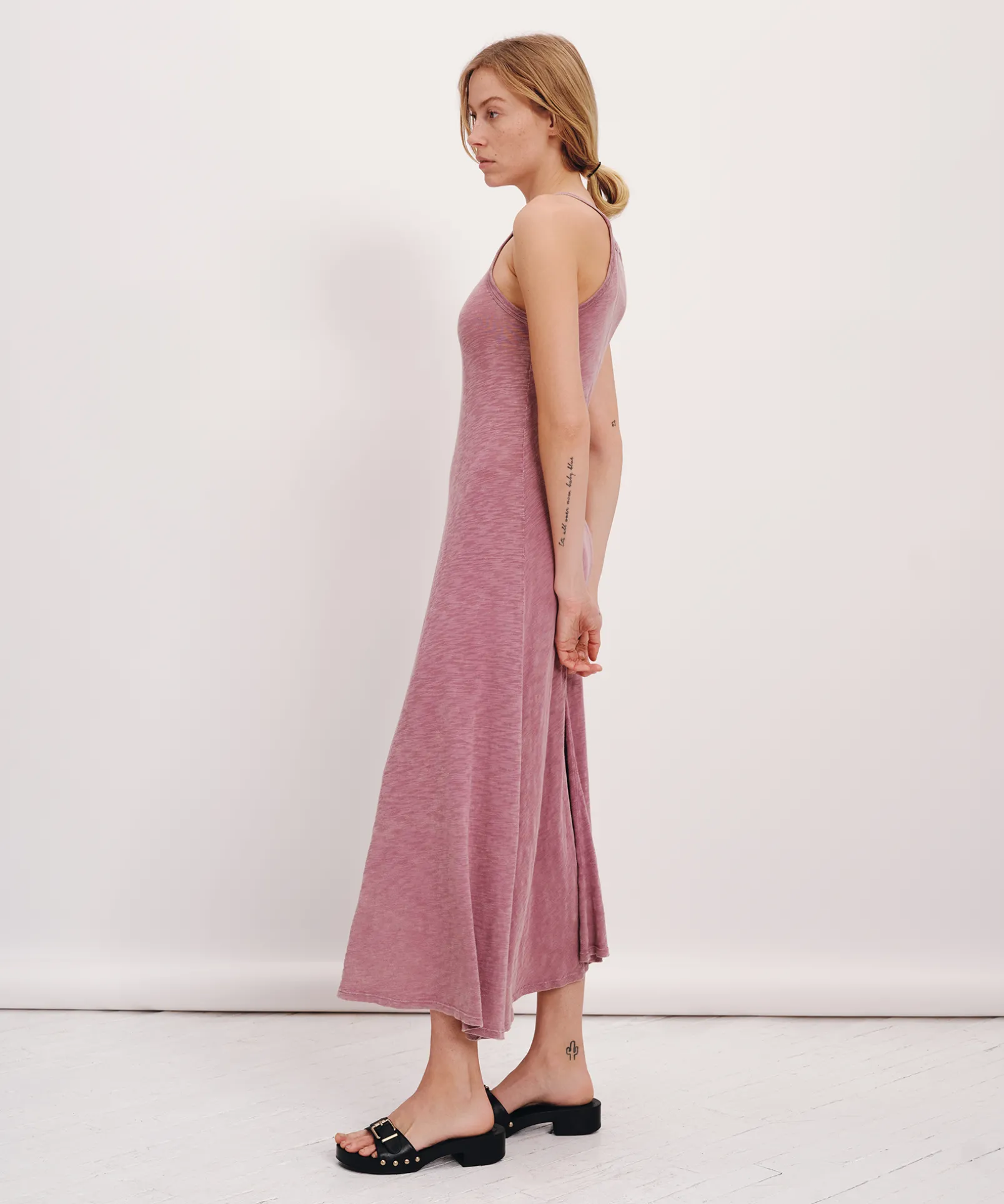 Slub Jersey With Chroma Wash Tank Maxi Dress - Wisty Mauve