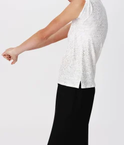 Slub Jersey With Foil Schoolboy Short Sleeve Crew Neck Tee - White-Gold