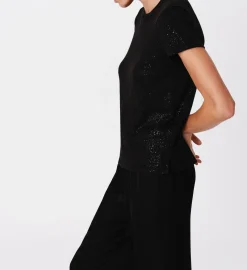 Slub Jersey With Foil Schoolboy Short Sleeve Crew Neck Tee - Black-Black