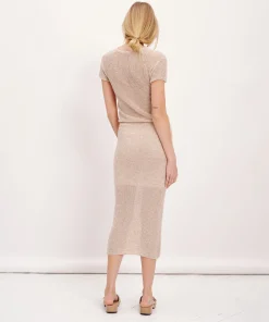 Spacedyed Cotton Linen Blend Midi Skirt - Morning Mist Multi